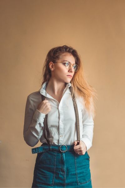 Suspenders with jeans.